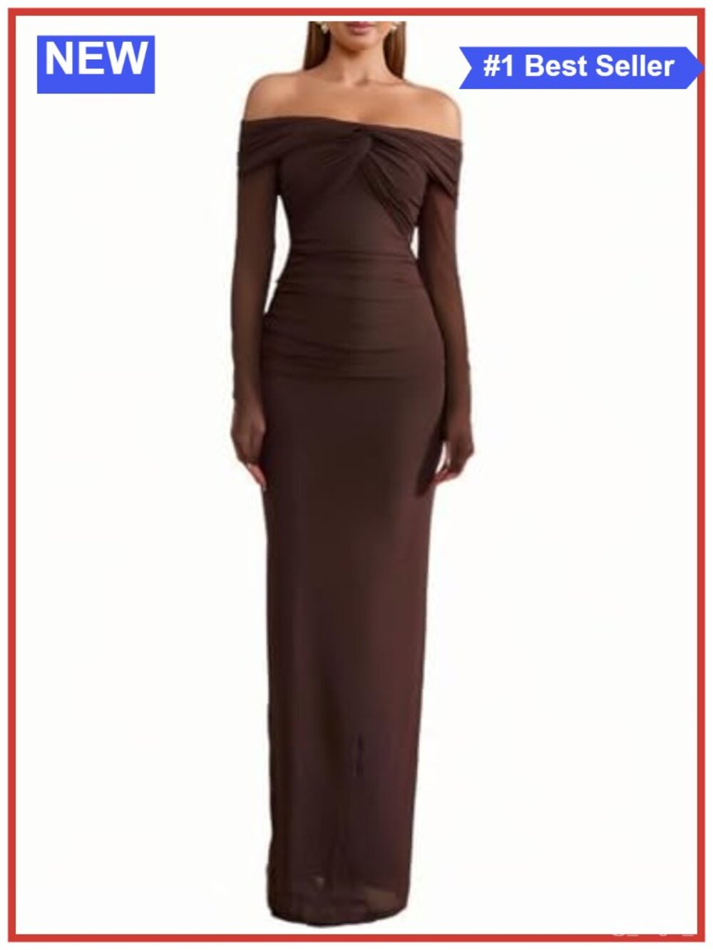 Off Shoulder Long Sleeve Bodycon Maxi Dress Wedding Guest Formal